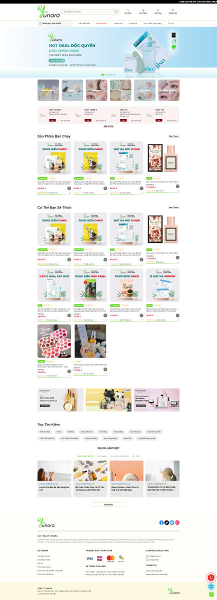 Mẫu Website Bán hàng Mỹ phẩm cao cấp yunara